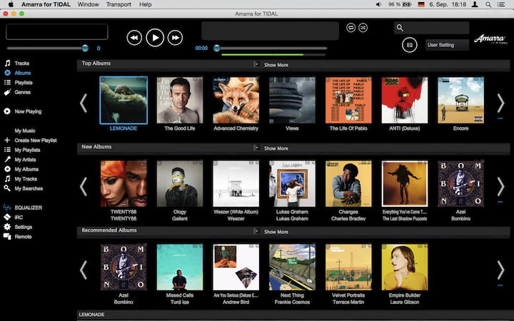 Gewöhnungsbedürftig: Die Oberfläche von Amarra for Tidal geht ihren eigenen Weg und bietet manche Überraschung